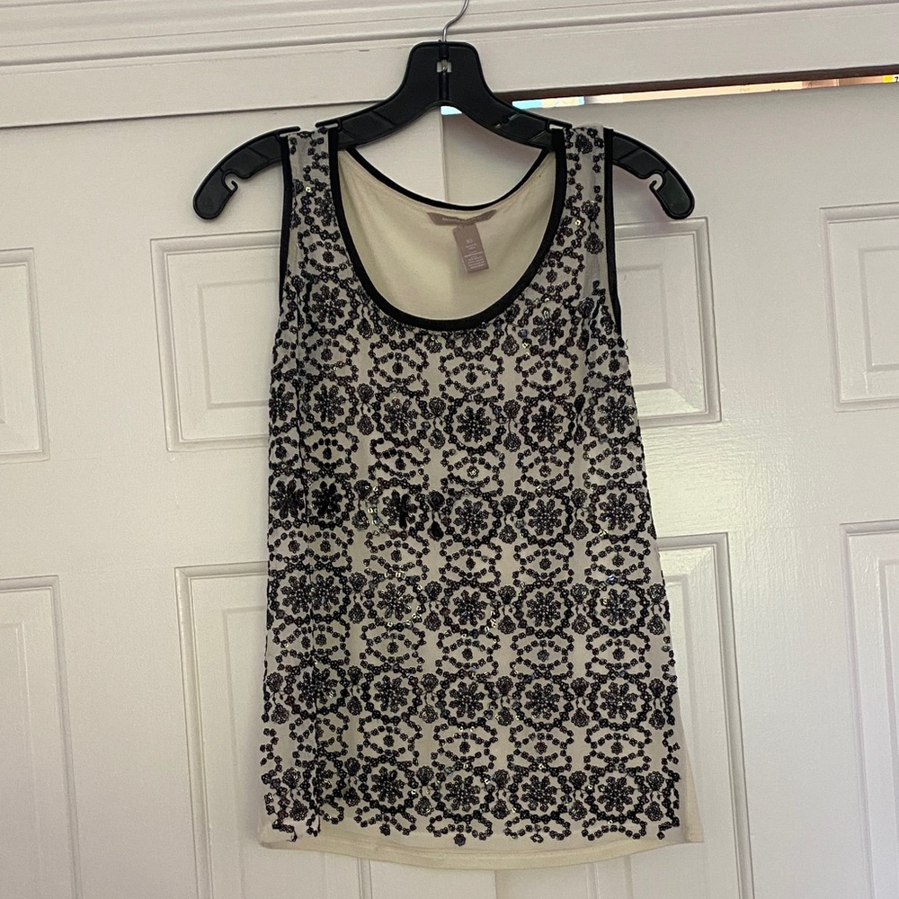 Banana Republic Black Floral Sequin Blouse size XS